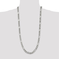925 Sterling Silver 30" Polished Figaro Anchor Chain Necklace for Men by Lumare Gioia