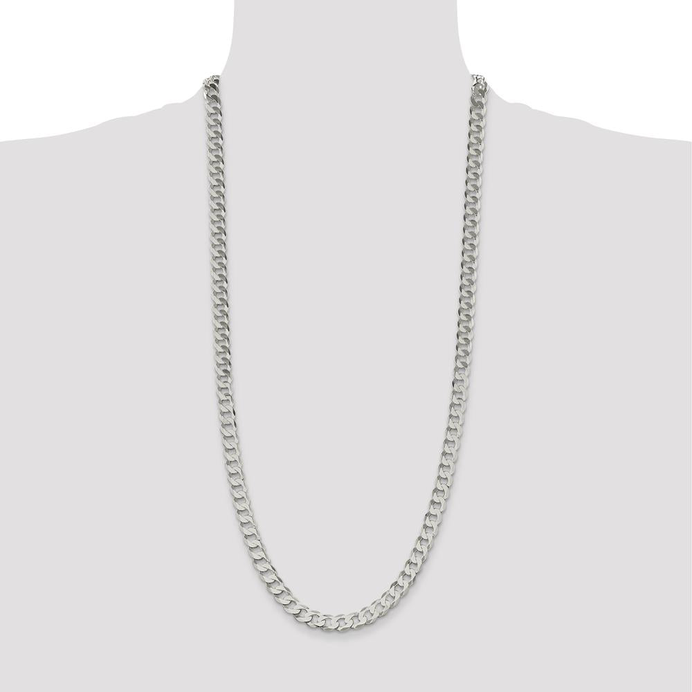 925 Sterling Silver 30" Polished Flat Curb Chain with Lobster Clasp by Lumare Gioia