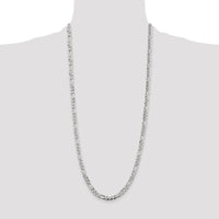 925 Sterling Silver 5.5mm Pavé Flat Figaro Chain Necklace - 30 Inches by Lumare Gioia