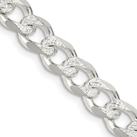 925 Sterling Silver 7.5mm Pavé Curb Chain Necklace - 18 Inches by Lumare Gioia