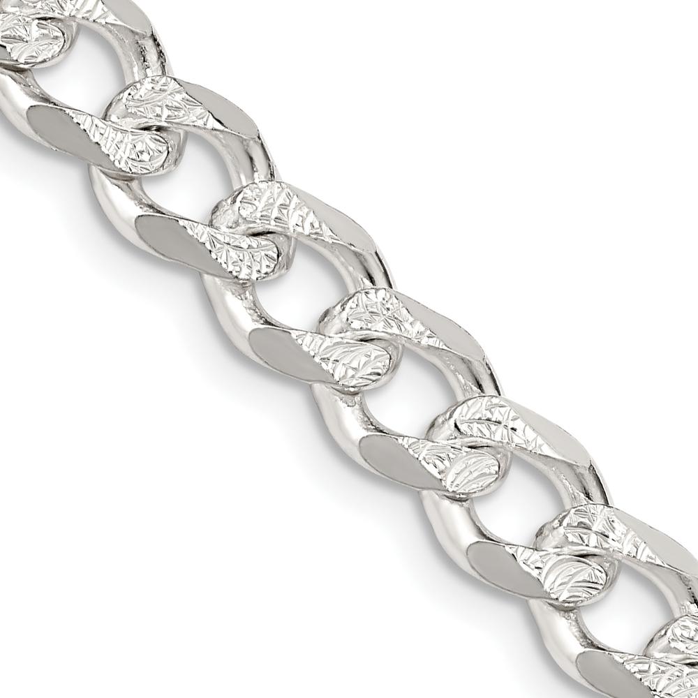 925 Sterling Silver 7.5mm Pavé Curb Chain Necklace - 18 Inches by Lumare Gioia