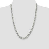 925 Sterling Silver 7mm Flat Anchor Chain Necklace - 24 Inch by Lumare Gioia