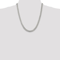 925 Sterling Silver 7mm Pavé Curb Chain Necklace - 22 Inches by Lumare Gioia