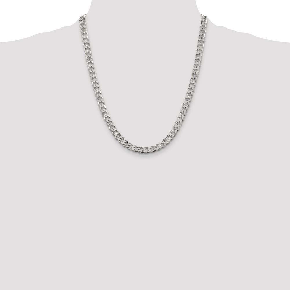925 Sterling Silver 7mm Pavé Curb Chain Necklace - 22 Inches by Lumare Gioia
