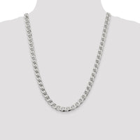 925 Sterling Silver 8.25mm Diamond-Cut Flat Anchor Curb Chain - 24 Inches by Lumare Gioia