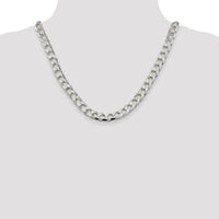 925 Sterling Silver 8.6mm Diamond-Cut Square Curb Chain Necklace - 20 Inches by Lumare Gioia