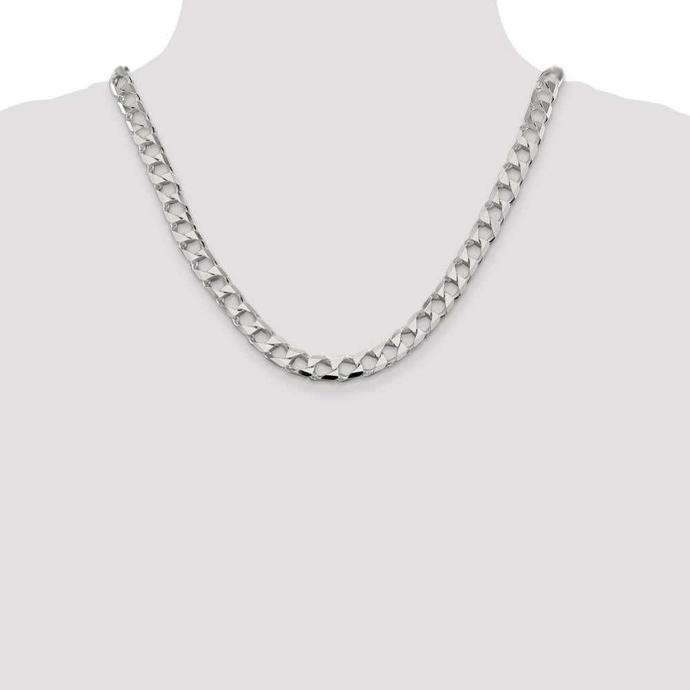 925 Sterling Silver 8.6mm Diamond-Cut Square Curb Chain Necklace - 20 Inches by Lumare Gioia
