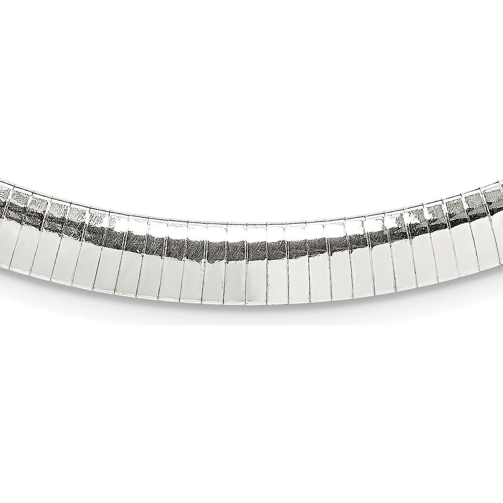 925 Sterling Silver 8mm Omega Necklace with Polished Finish - 16 inches by Lumare Gioia