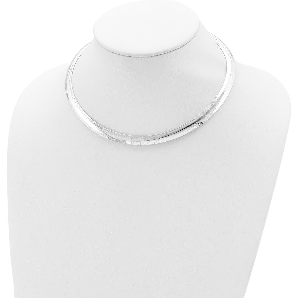 925 Sterling Silver 8mm Omega Necklace with Polished Finish - 16 inches by Lumare Gioia