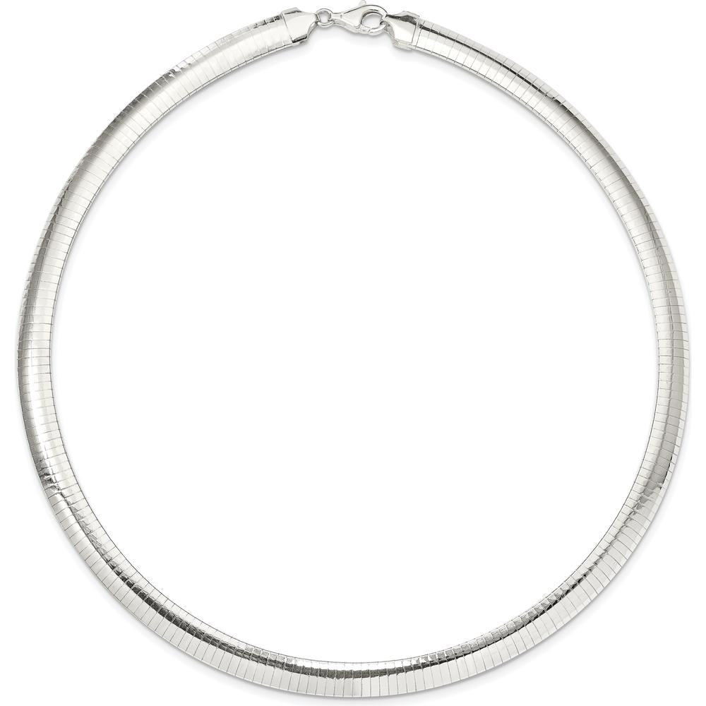 925 Sterling Silver 8mm Omega Necklace with Polished Finish - 16 inches by Lumare Gioia
