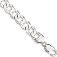 925 Sterling Silver 9" Flat Curb Chain Bracelet - 11.75mm Width by Lumare Gioia