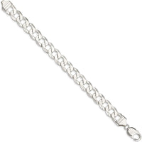 925 Sterling Silver 9" Flat Curb Chain Bracelet - 11.75mm Width by Lumare Gioia