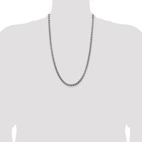 925 Sterling Silver Antiqued 5.2mm Round Box Chain - 26 Inches by Lumare Gioia