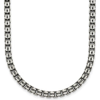 925 Sterling Silver Antiqued Brushed 19.75" Box Link Chain Necklace by Lumare Gioia