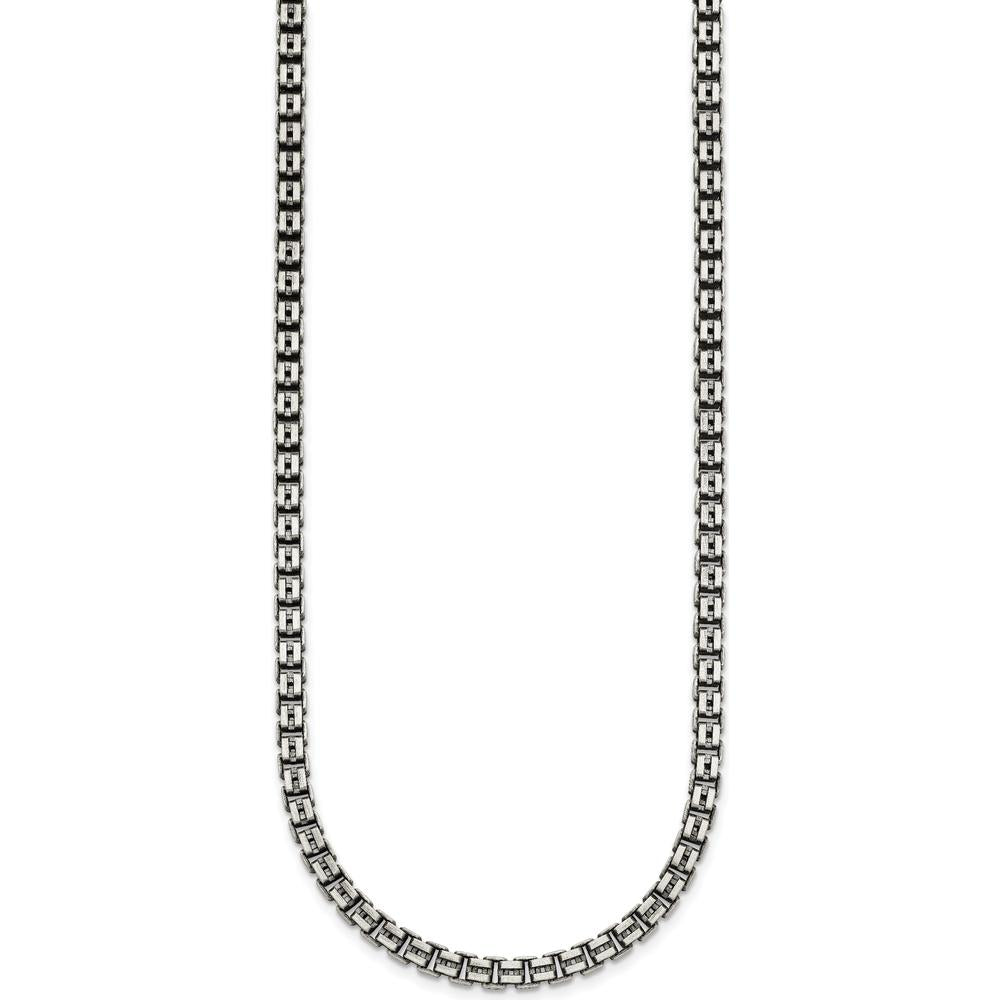925 Sterling Silver Antiqued Brushed 19.75" Box Link Chain Necklace by Lumare Gioia