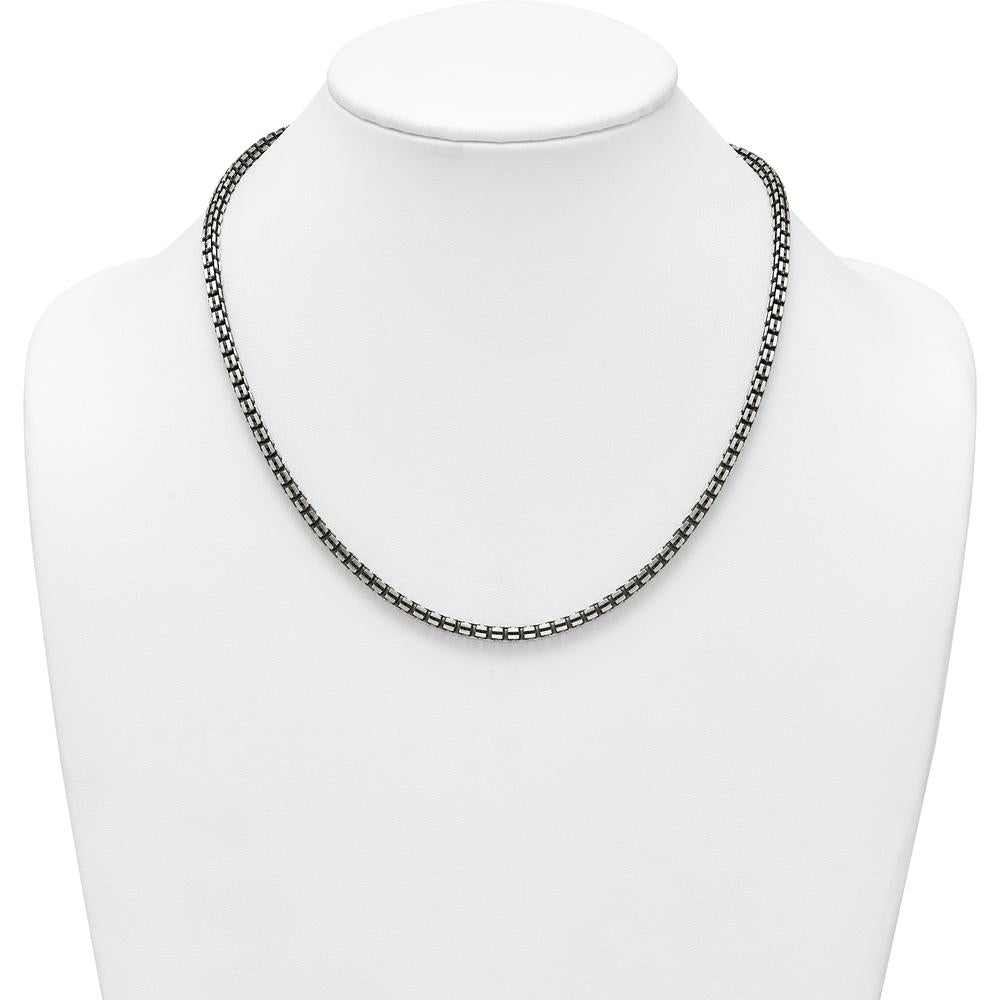 925 Sterling Silver Antiqued Brushed 19.75" Box Link Chain Necklace by Lumare Gioia