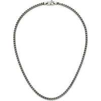 925 Sterling Silver Antiqued Brushed 19.75" Box Link Chain Necklace by Lumare Gioia