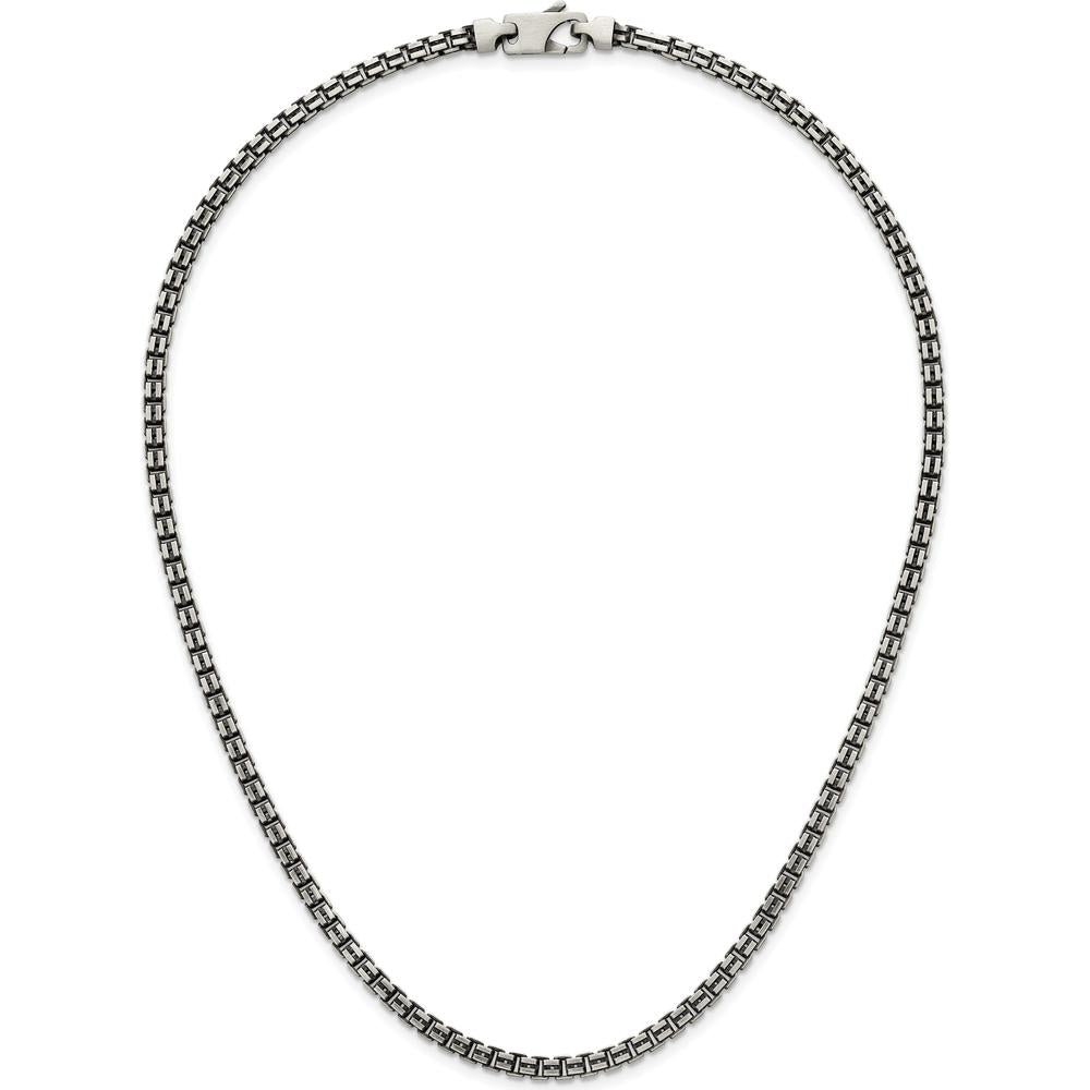 925 Sterling Silver Antiqued Brushed 19.75" Box Link Chain Necklace by Lumare Gioia