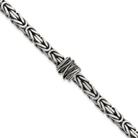 925 Sterling Silver Antiqued Brushed Byzantine Chain Bracelet - 8.5" Length by Lumare Gioia