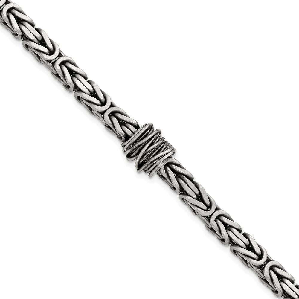 925 Sterling Silver Antiqued Brushed Byzantine Chain Bracelet - 8.5" Length by Lumare Gioia