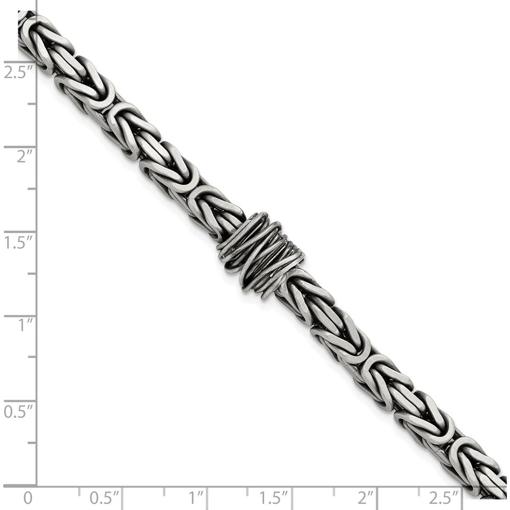 925 Sterling Silver Antiqued Brushed Byzantine Chain Bracelet - 8.5" Length by Lumare Gioia