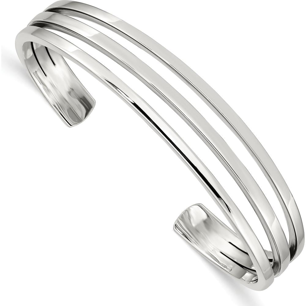 925 Sterling Silver Cuff Bangle Bracelet - Polished Finish by Lumare Gioia