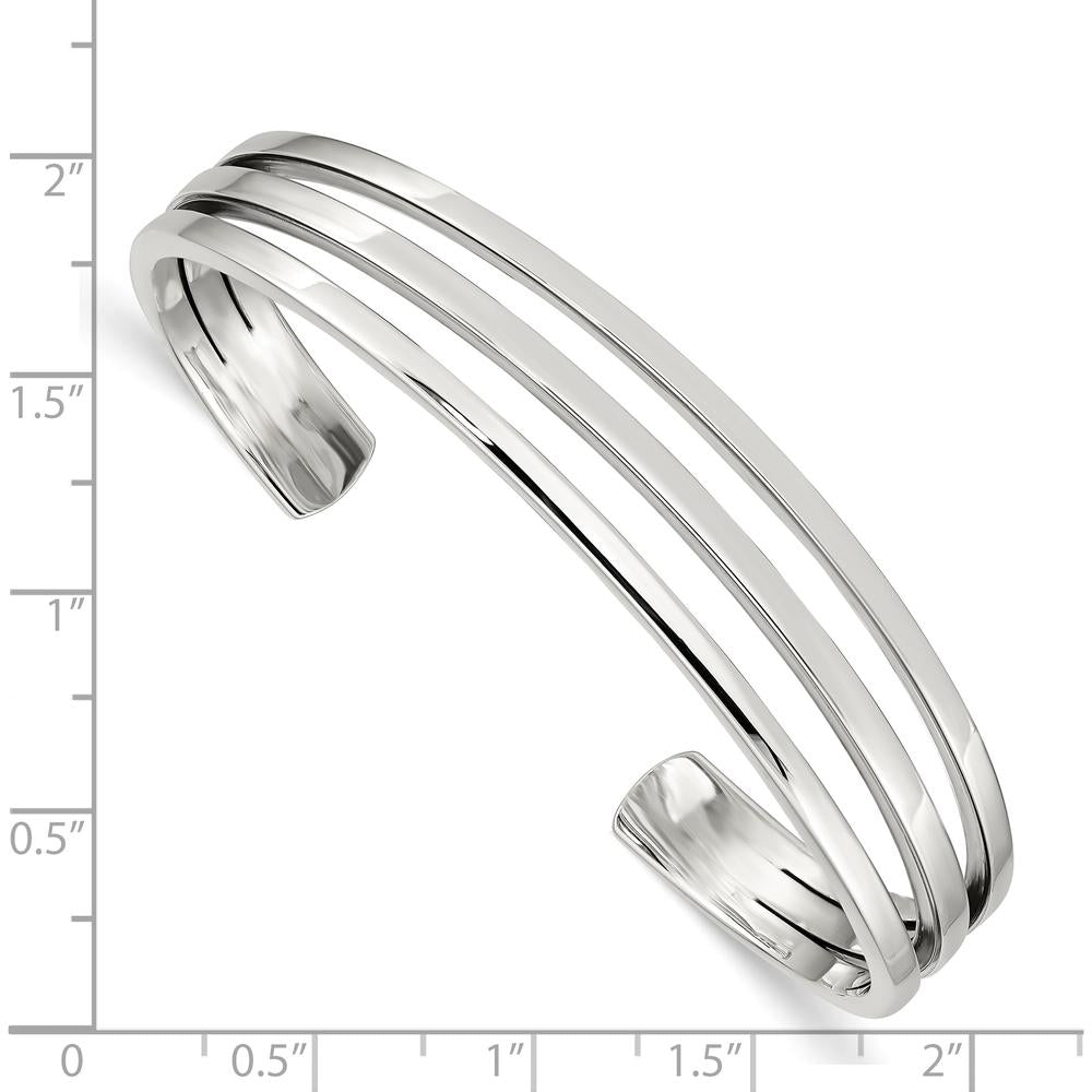 925 Sterling Silver Cuff Bangle Bracelet - Polished Finish by Lumare Gioia