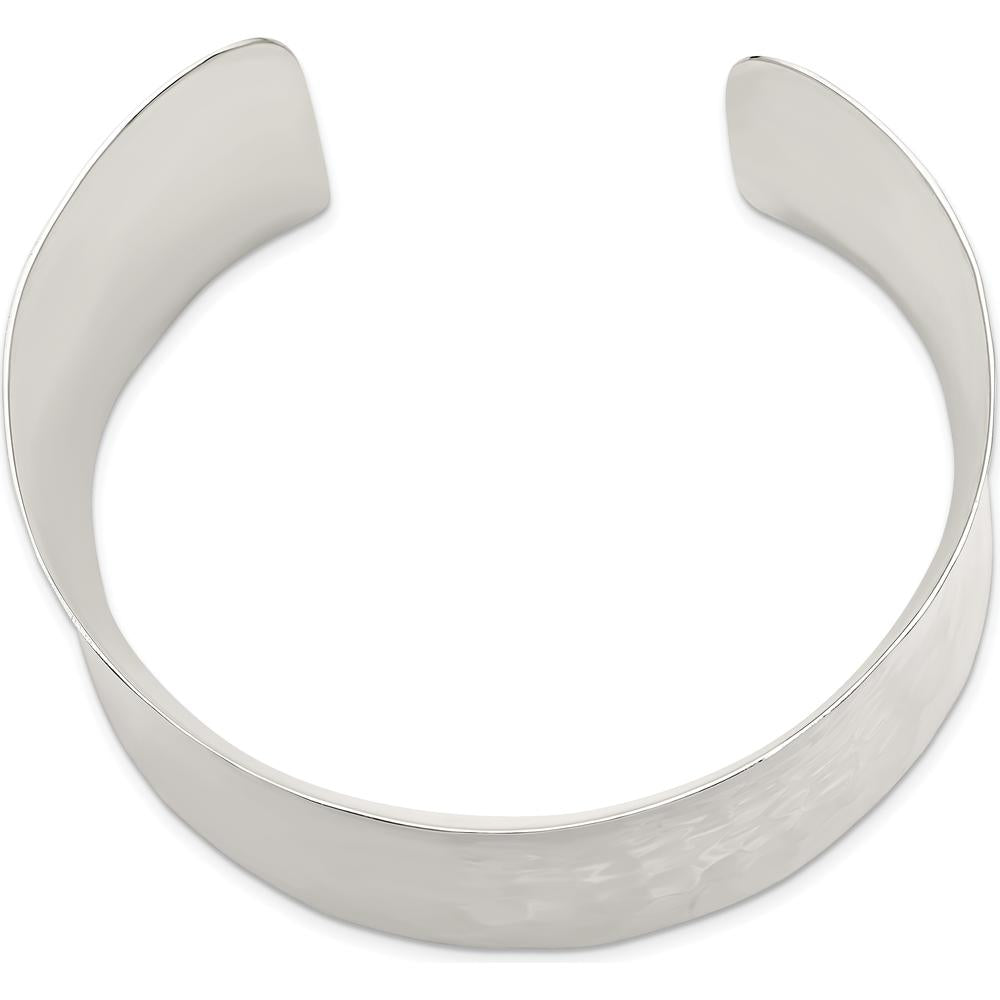 925 Sterling Silver Hammered Cuff Bangle - 39.5mm Width by Lumare Gioia