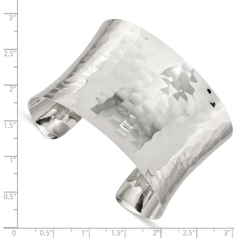 925 Sterling Silver Hammered Cuff Bangle - 39.5mm Width by Lumare Gioia