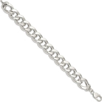 925 Sterling Silver Hollow Polished Curb Bracelet - 9" Length by Lumare Gioia