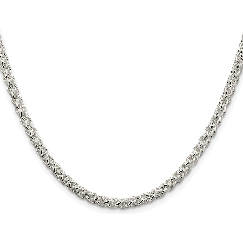 925 Sterling Silver Rhodium-Plated 22" 4mm Round Spiga Chain Necklace by Lumare Gioia