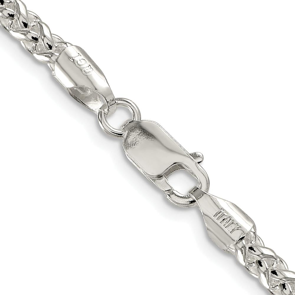 925 Sterling Silver Rhodium-Plated 22" 4mm Round Spiga Chain Necklace by Lumare Gioia