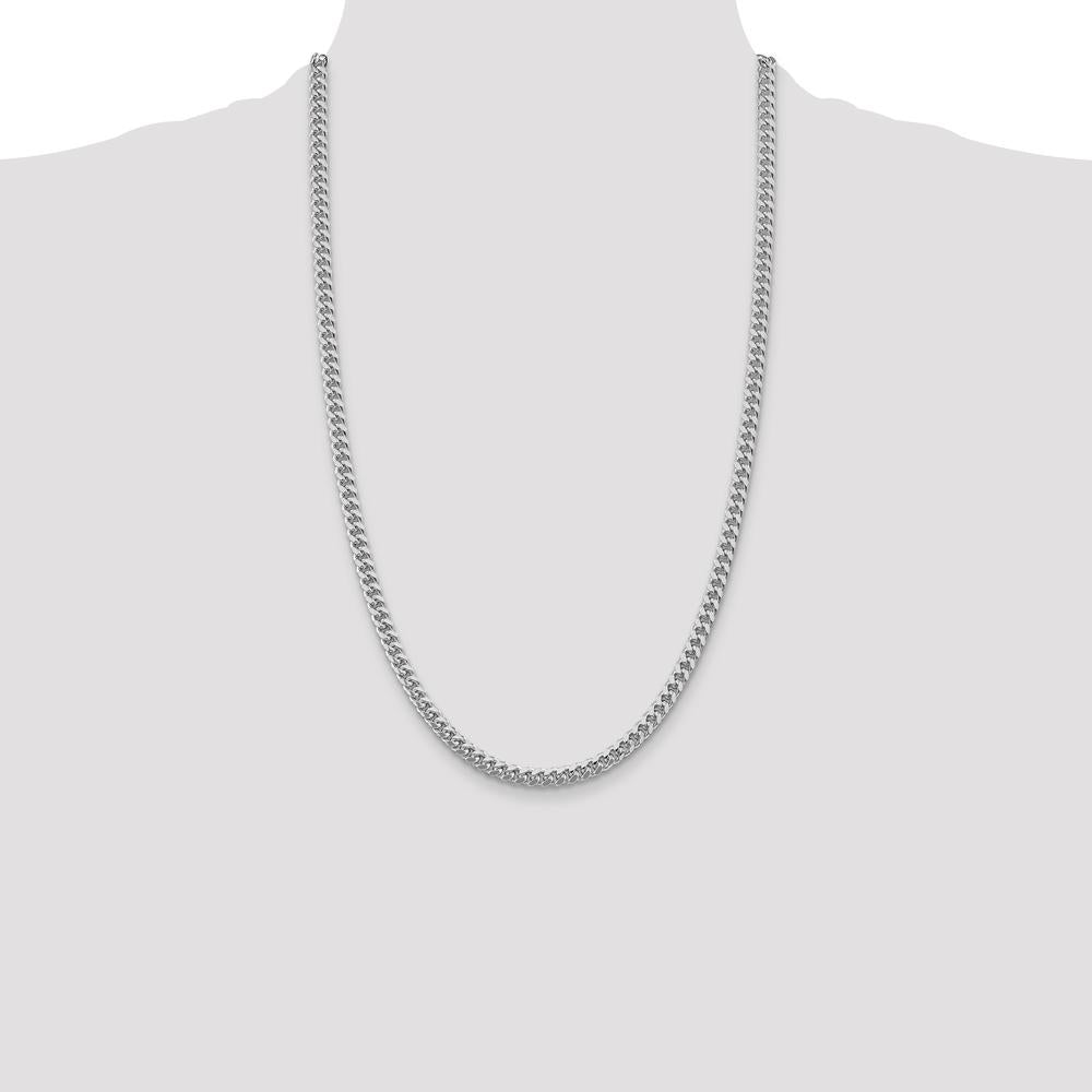 925 Sterling Silver Rhodium-Plated 26" 5mm Curb Chain with Diamond-Cut Finish by Lumare Gioia