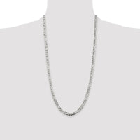 925 Sterling Silver Rhodium-Plated 28" Pave Flat Figaro Chain - 5.5mm Width by Lumare Gioia