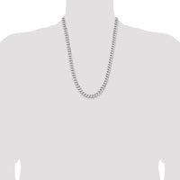 925 Sterling Silver Rhodium-Plated 7.5mm Curb Chain Necklace - 24 Inches by Lumare Gioia