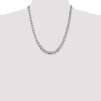 925 Sterling Silver Rhodium-Plated 7mm Pavé Curb Chain Necklace - 22 inches by Lumare Gioia