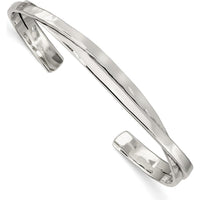 925 Sterling Silver Rhodium-Plated Hammered Texture Cuff Bracelet - 3mm Width by Lumare Gioia