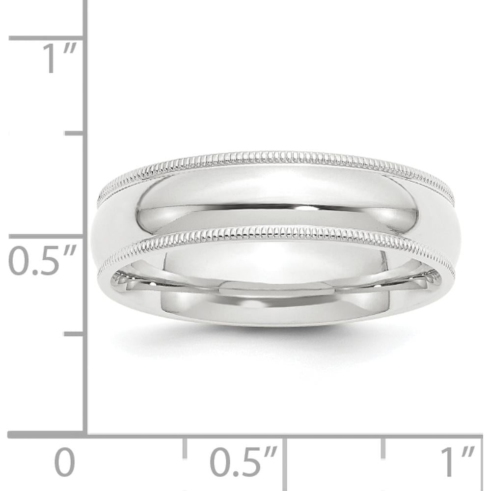 950 Platinum 6mm Polished Milgrain Comfort-Fit Wedding Band - Size 5 by Luciano & Cie