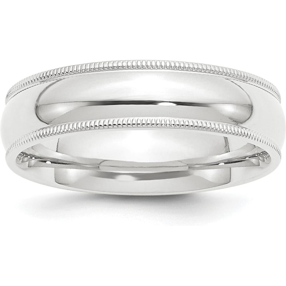 950 Platinum 6mm Polished Milgrain Comfort-Fit Wedding Band - Size 6.5 by Luciano & Cie
