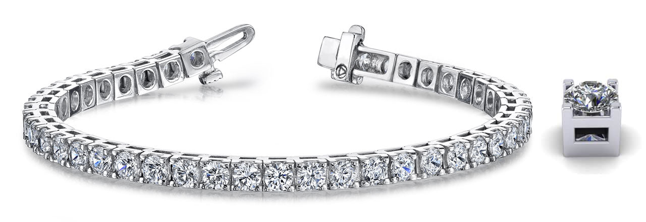 Rombelle Classic 4 Prong Diamond Tennis Bracelet - Lab Created Diamonds - F-G Color / VS Clarity, Available from 2 Carats to 25 Carats in 18K White, Yellow, Rose Gold or Platinum