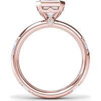 Abstract Emerald Cut Engagement Ring Setting with Baguette Diamonds by Fana - 0.27 Carat Total Diamond Weight