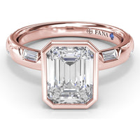 Abstract Emerald Cut Engagement Ring Setting with Baguette Diamonds by Fana - 0.27 Carat Total Diamond Weight