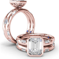 Abstract Emerald Cut Engagement Ring Setting with Baguette Diamonds by Fana - 0.27 Carat Total Diamond Weight
