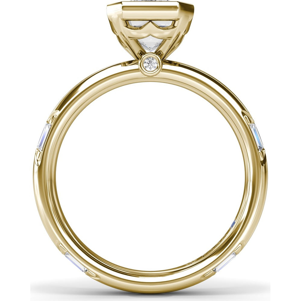 Abstract Emerald Cut Engagement Ring Setting with Baguette Diamonds by Fana - 0.27 Carat Total Diamond Weight