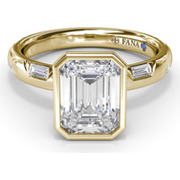 Abstract Emerald Cut Engagement Ring Setting with Baguette Diamonds by Fana - 0.27 Carat Total Diamond Weight