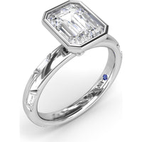 Abstract Emerald Cut Engagement Ring Setting with Baguette Diamonds by Fana - 0.27 Carat Total Diamond Weight
