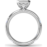 Abstract Emerald Cut Engagement Ring Setting with Baguette Diamonds by Fana - 0.27 Carat Total Diamond Weight