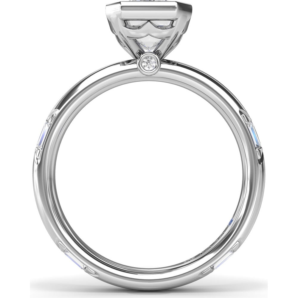 Abstract Emerald Cut Engagement Ring Setting with Baguette Diamonds by Fana - 0.27 Carat Total Diamond Weight