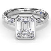 Abstract Emerald Cut Engagement Ring Setting with Baguette Diamonds by Fana - 0.27 Carat Total Diamond Weight