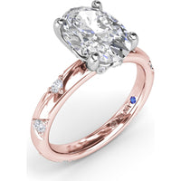 Abstract Oval Diamond Engagement Ring Setting with Round Diamond Accents by Fana - 0.31 Carat Total Diamond Weight